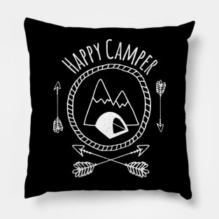 Tent Camping Backpacking Happy Camper Pillow