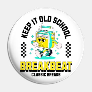 BREAKBEAT  - Keep It Old School Mascot (black/blue) Pin