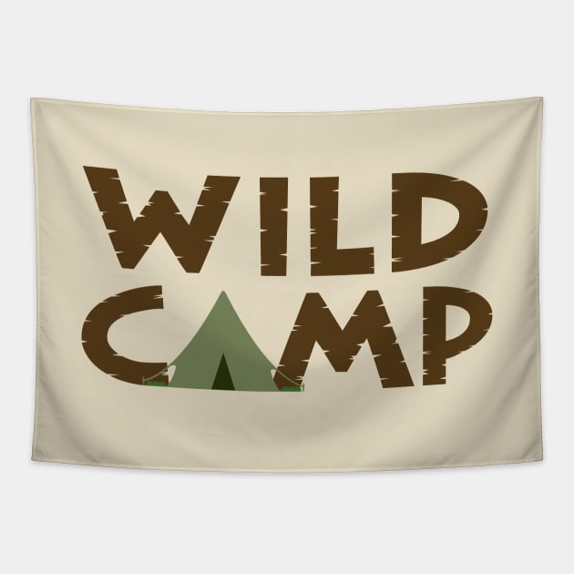 WILD CAMP Typography+Tent Illustration Tapestry by NataliePaskell