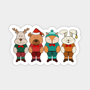 Adorable animals ready for winter Magnet