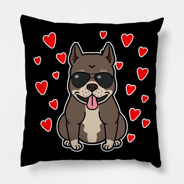 Pitbull Hearts Pillow by letnothingstopyou