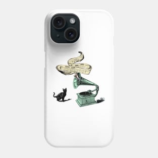 The Cat and the Song (green) Phone Case