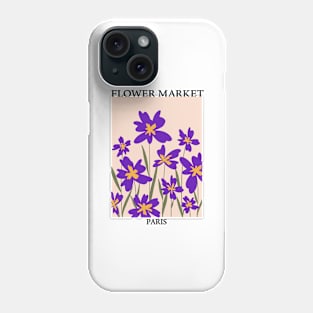 Abstract Flower Market Illustration, Purple Iris Flower 1 Phone Case