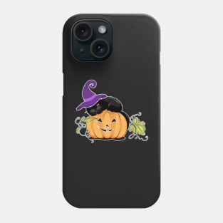 Witchy Black Cat and Funny Pumpkin Cute Halloween Phone Case