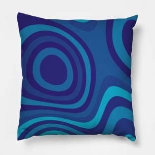 Indigo Blue & Funky Abstract Fluid Pattern Design Pillow