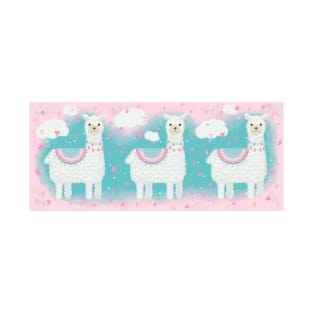 Cute Pink and Mint Llama with Gifts T-Shirt