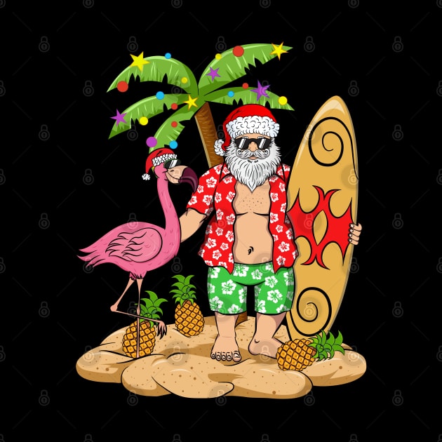 Santa with Pink Flamingo and Pineapples Christmas by silentsoularts