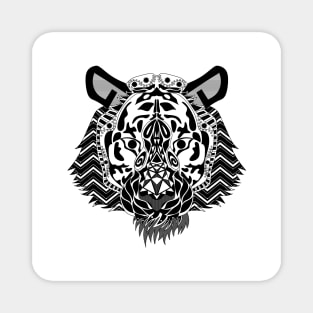 snow leopard ecopop tiger cat in the artic with mexican patterns Magnet