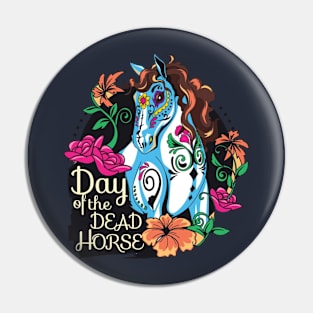 Horse Sugar Skull Illustration Pin