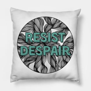 Resist Despair Zentangle Green Pillow