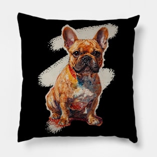 Pencil Sketch Style Red Brindle French Bulldog Pillow