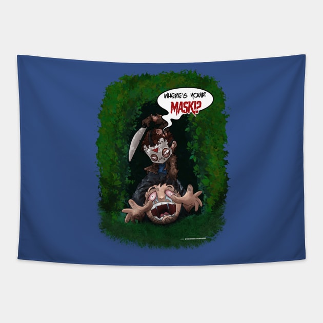 Jason Vorhees Covid Mask Enforcement Tapestry by steviezee