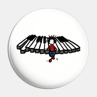 Flying piano 2 woman Pin