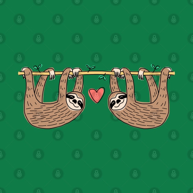 Sloth Couple Hanging Together by HappyCatPrints