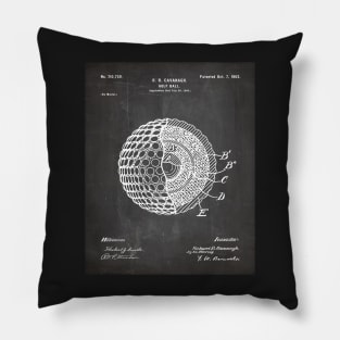 Golf Ball Patent - Golfer Art - Black Chalkboard Pillow