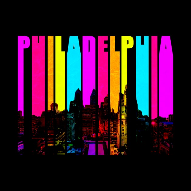 Retro Philadelphia Pennsylvania Cityscape Skyline by phughes1980