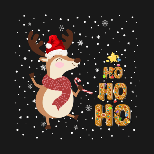Christmas with reindeer in the snow T-Shirt