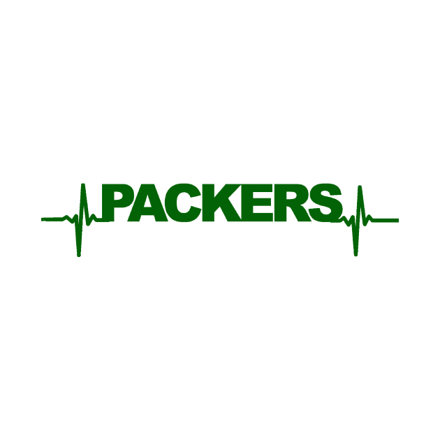 packers heartbeat green T-shirt by Flyingpanda