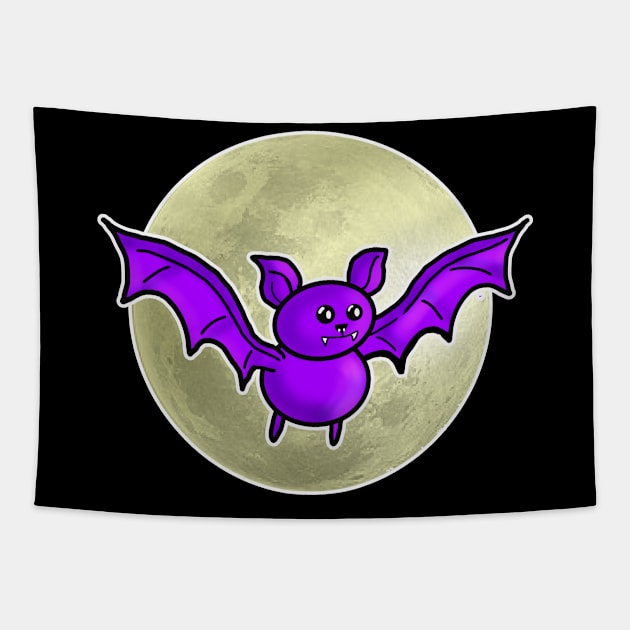 Halloween Flying Bat & Moon Tapestry by holidaystore