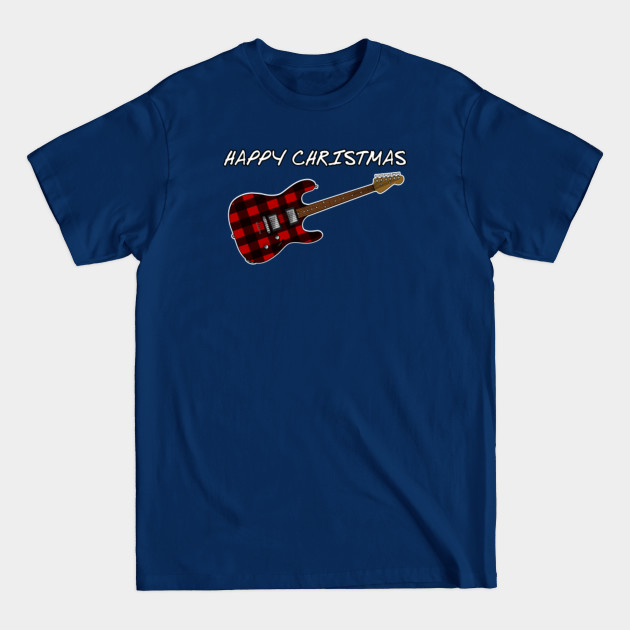 Disover Happy Christmas Plaid Electric Guitar For Guitarists - Christmas Plaid - T-Shirt
