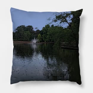 Cartoon Drawing of Pond and Fountain in the Middle of Loose Park Pillow