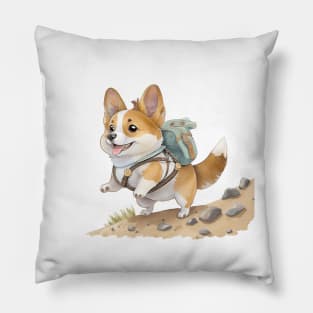 Cute Baby Corgi Adventure Pillow