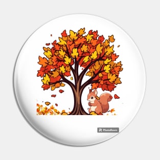 Fall/autumn with tree and Squirrel cute Pin