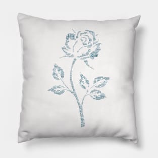 Flower Rose Silhouette Shape Text Word Cloud Pillow