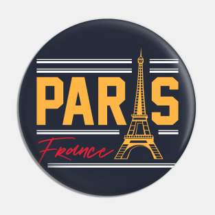 Retro Paris Eiffel Tower Word Art Vintage France Pin