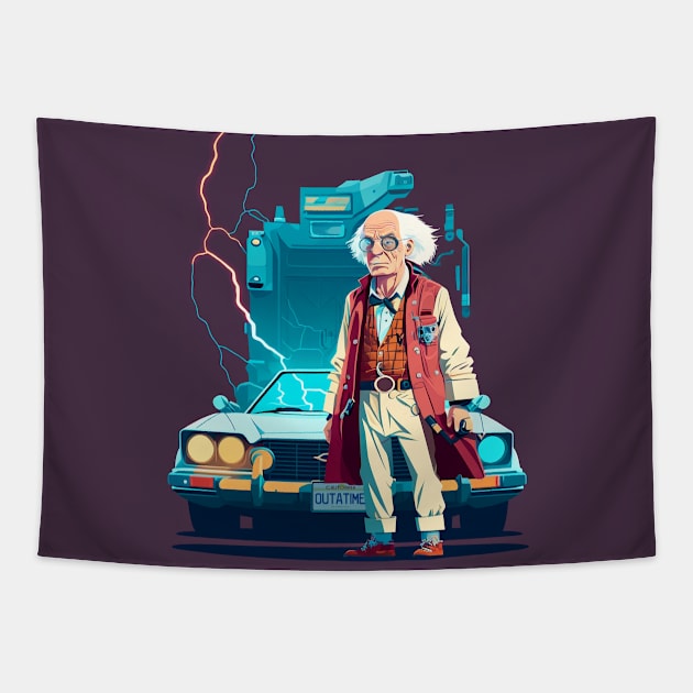 Back to the future Doc Brown Tapestry by Buff Geeks Art