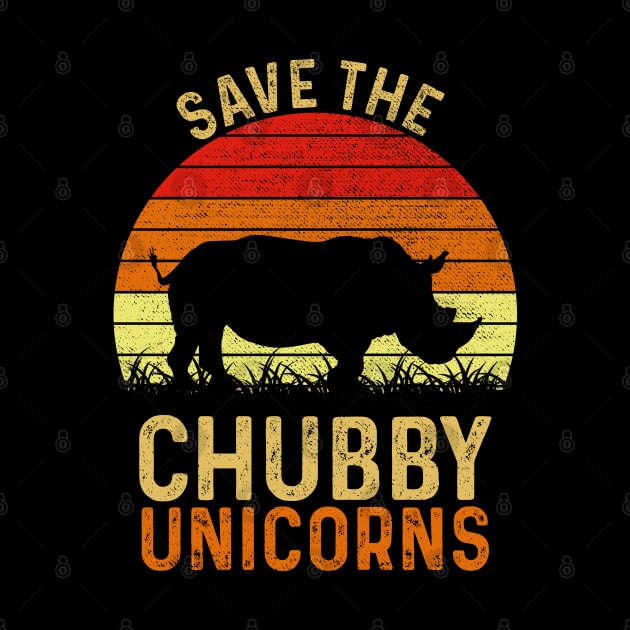 Save The Chubby Unicorns Vintage Funny Rhino by DragonTees