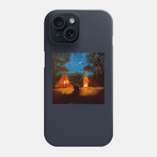 Campfire with shooting star sky - Romantic Phone Case