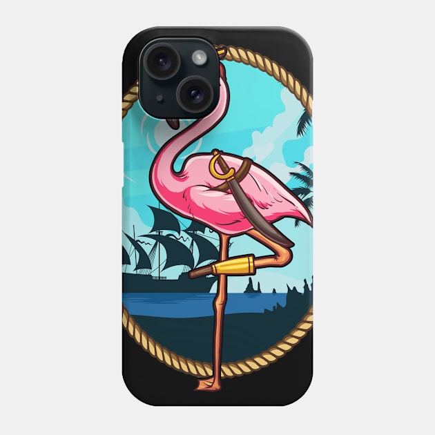 Pink Pirate Flamingo Peg Leg Flamingo Lover Phone Case by Riffize