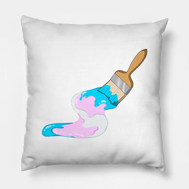 Paint Brush - Trans Pride Pillow by LittleGreenHat