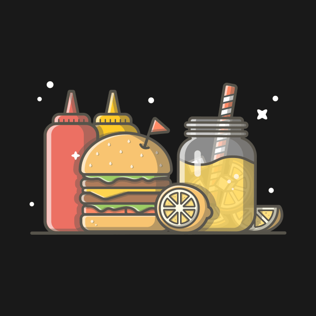 Burger with lemonade and ketchup by Catalyst Labs