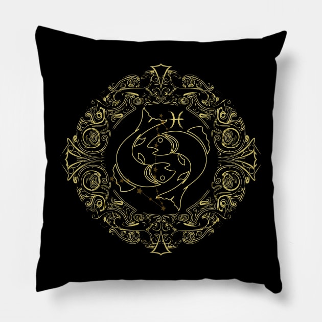 Zodiac Sign Pisces Pillow by Mandra