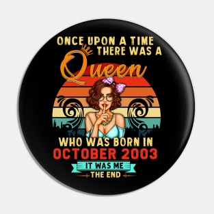 A Queen Was Born In October Girl 2003 Happy Birthday Pin