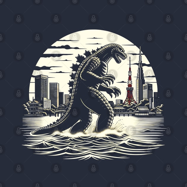 Vintage Godzilla Awakens: The Ultimate Sci-Fi Gift by Klimek Prints