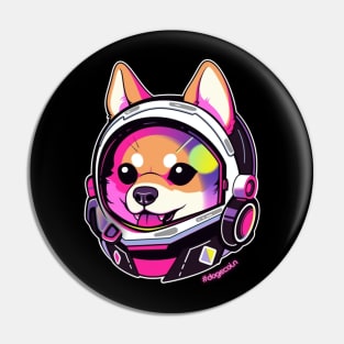 Wow! Much moon! Dogecoin inspired design Pin