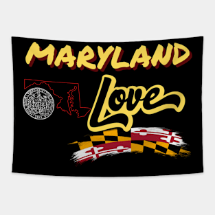 MARYLAND LOVE WITH FLAG DESIGN Tapestry