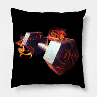 Dumbbell with Flames Pillow