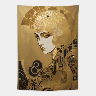 Gustav Klimt's Enigmatic Elegance: Inspired Woman in Radiant Reverie Tapestry