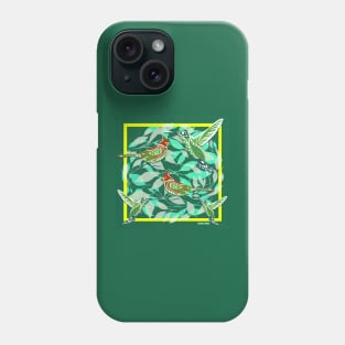 garden of birds, wings and love ecopop wallpaper art in nature Phone Case