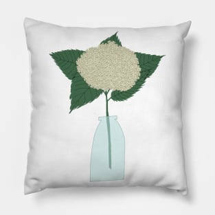 Floral drawing III: white hydrangea png Pillow