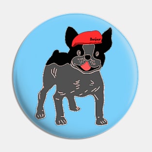 Cute French Bulldog with Red Beret Pin