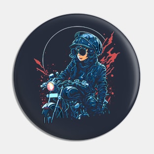 Female riding in the night Pin