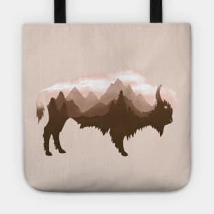 Dramabite Bison Buffalo Double Exposure Surreal Wildlife Native Animal Tote