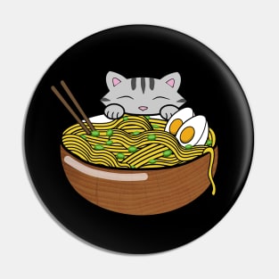 Cute Cat Eating Ramen Pin