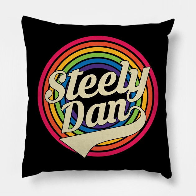 Steely Dan - Retro Rainbow Style Pillow by MaydenArt