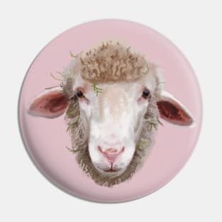 Soft Merino Sheep Woolly Face covered in moss Pin